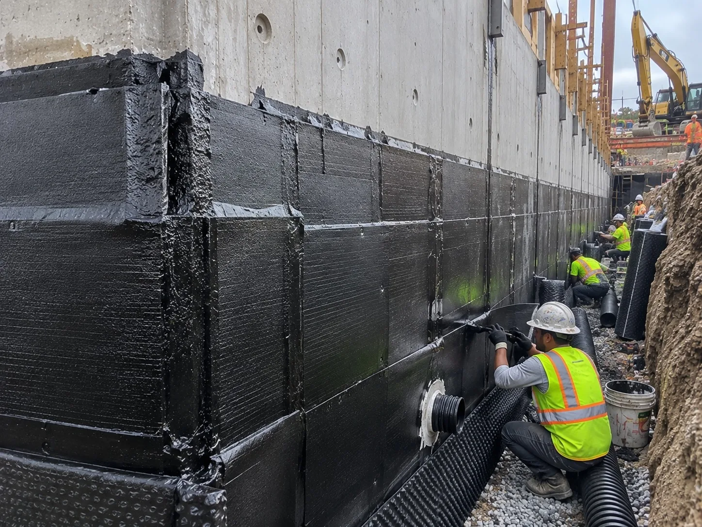 Retaining Wall Waterproofing design and site planning visual